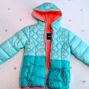 Limited Too Toddler Mint Green Pink Hooded Puffer Jacket Coat Size 4